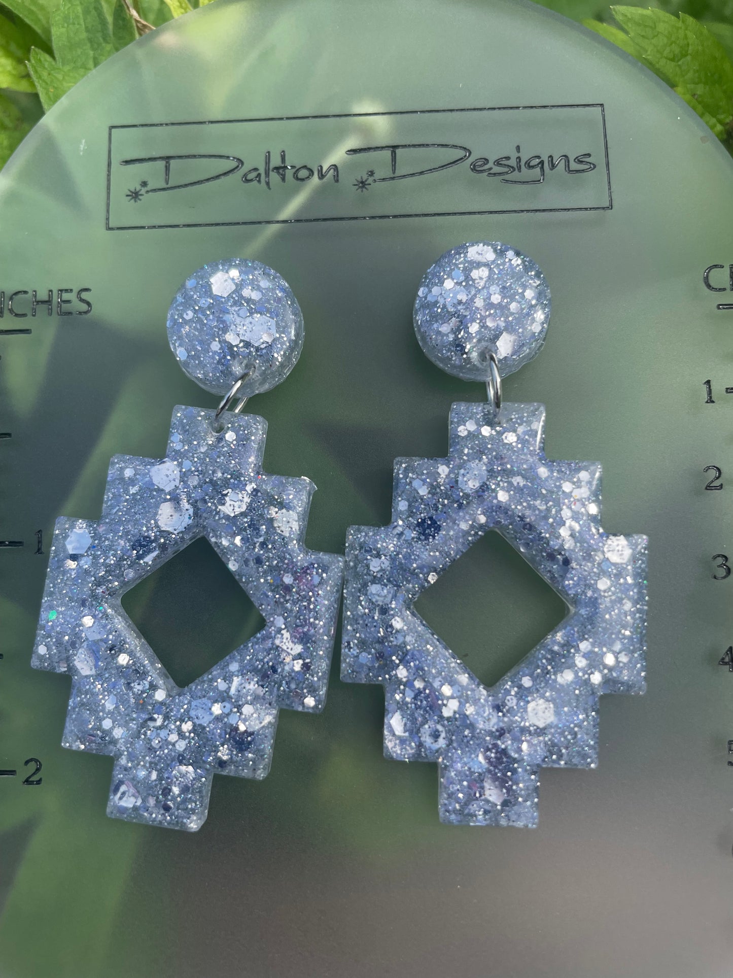 Silver Chunk Aztec Style Earrings