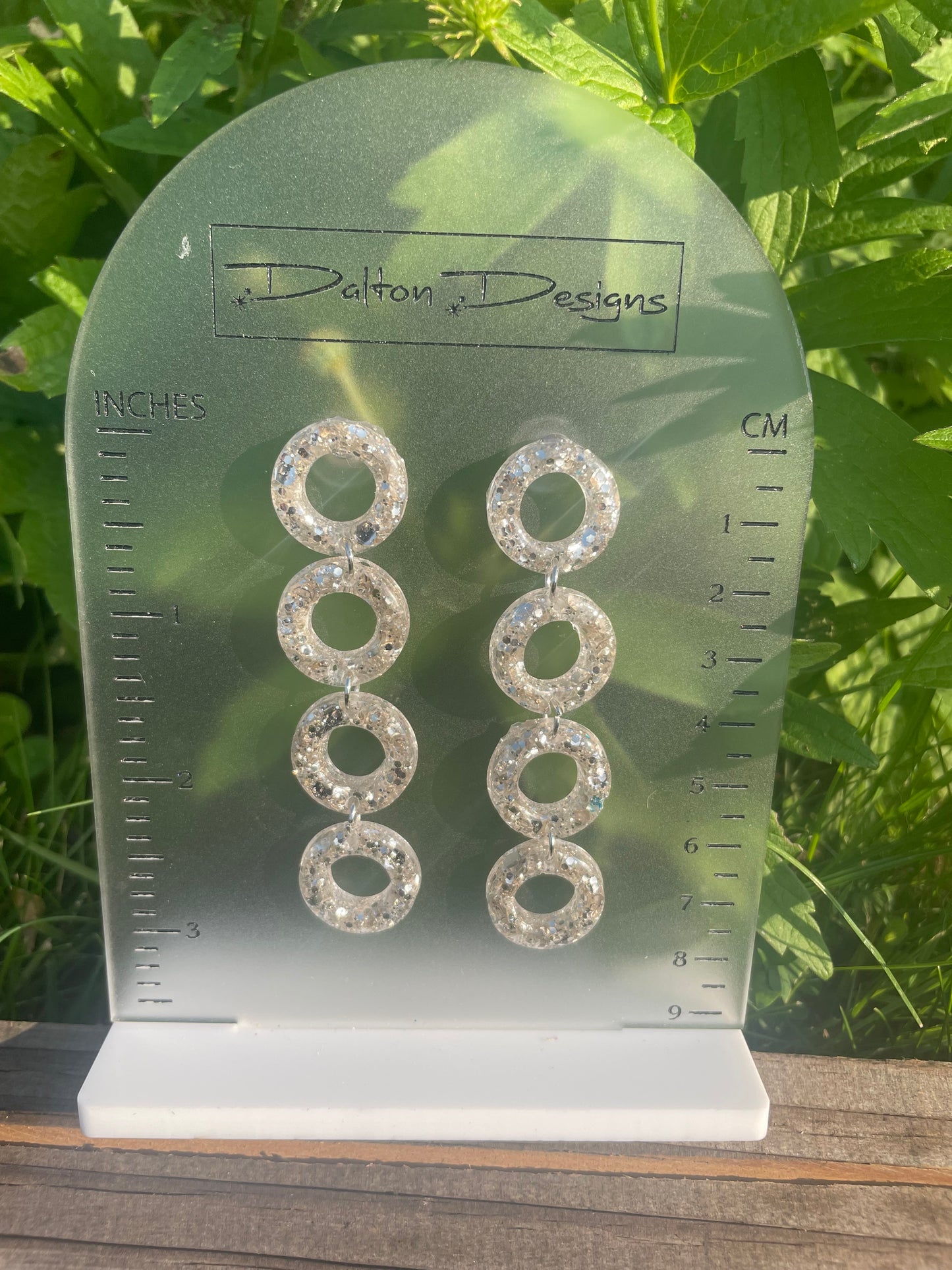 Silver Glitter Circle Chain Earring