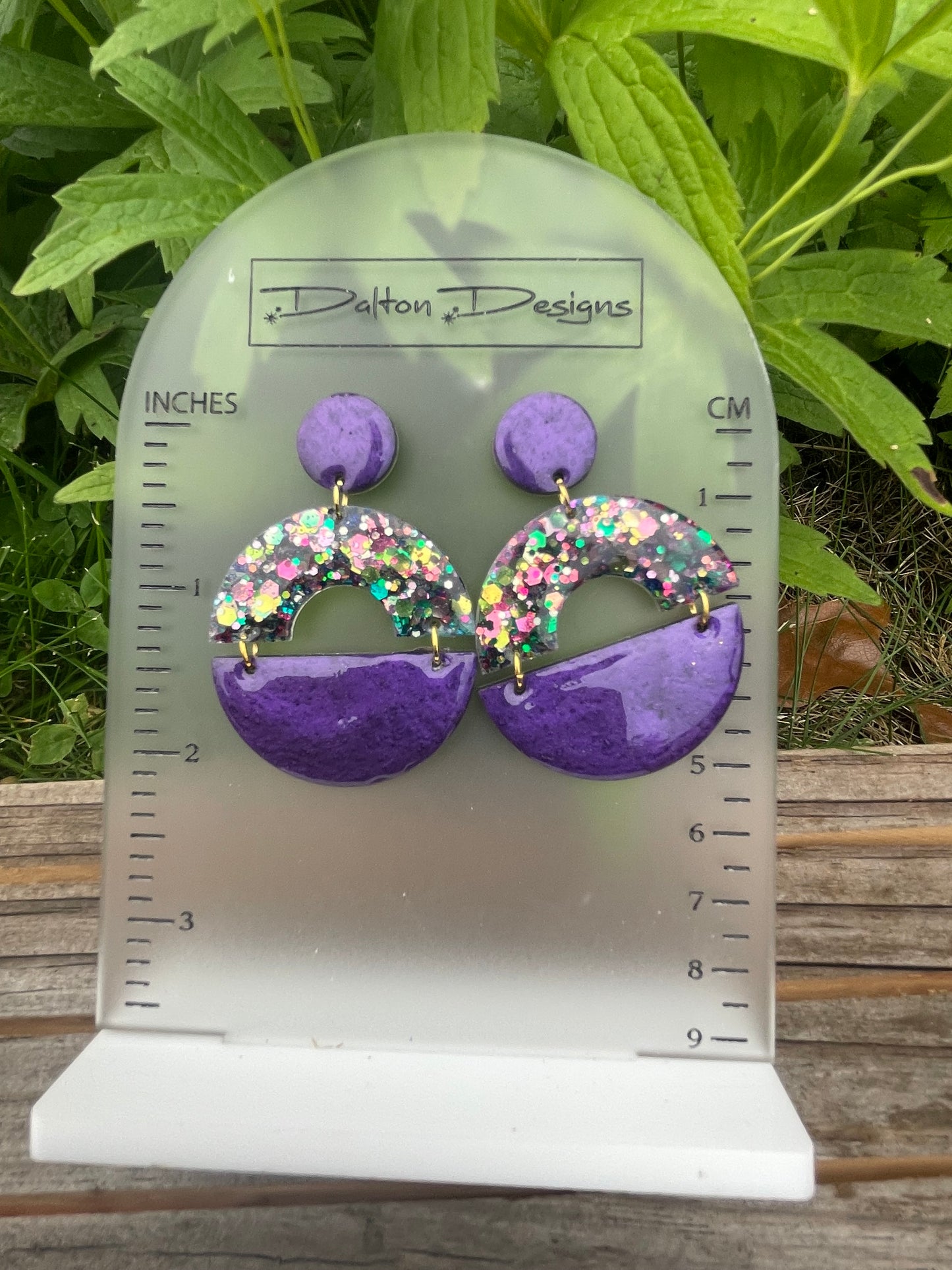 Mardi Gras Inspired Modern Arch Earrings