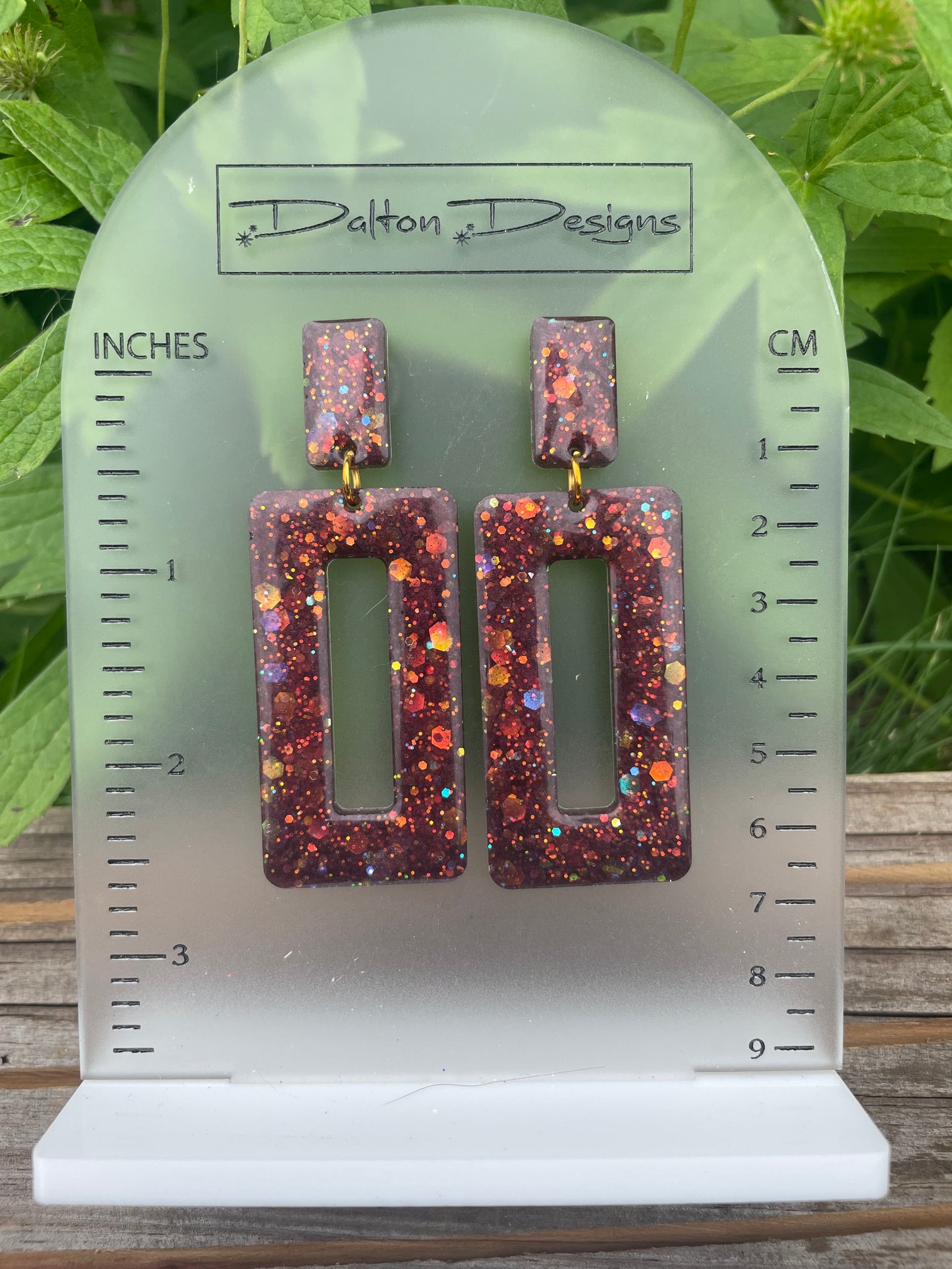 Copper Brown Rectangle Earrings