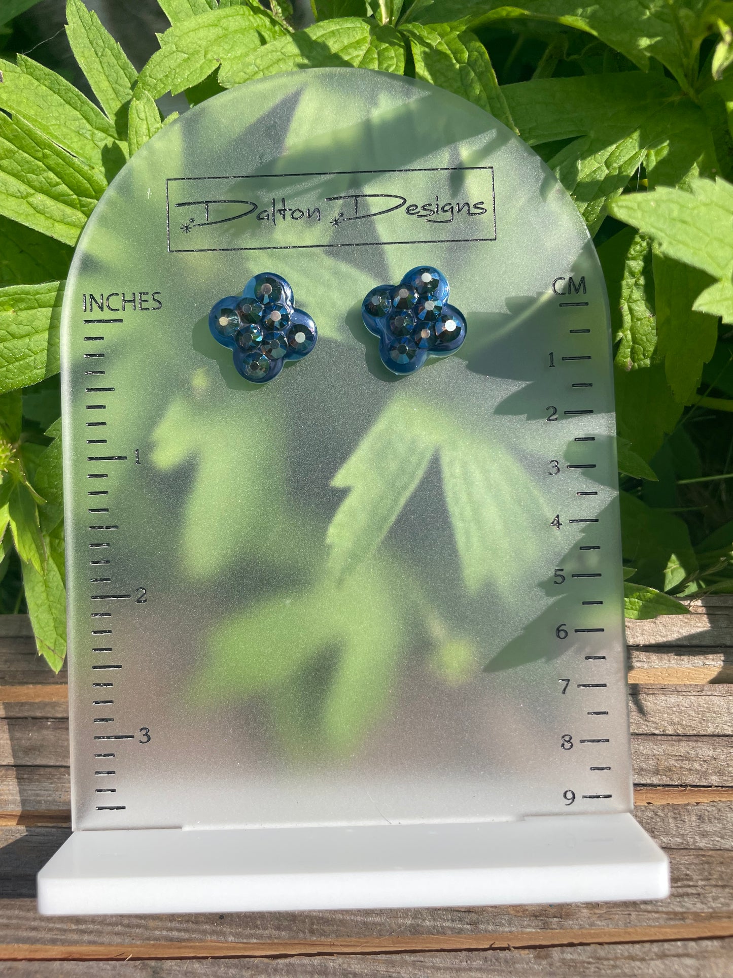 Navy Rhinestone Studs