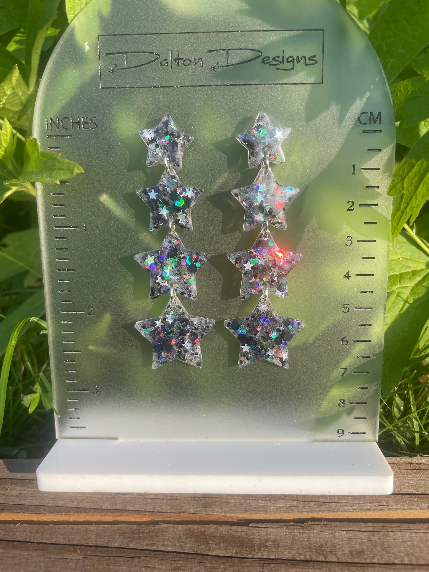 Black Multi AB Star Glitter Earrings