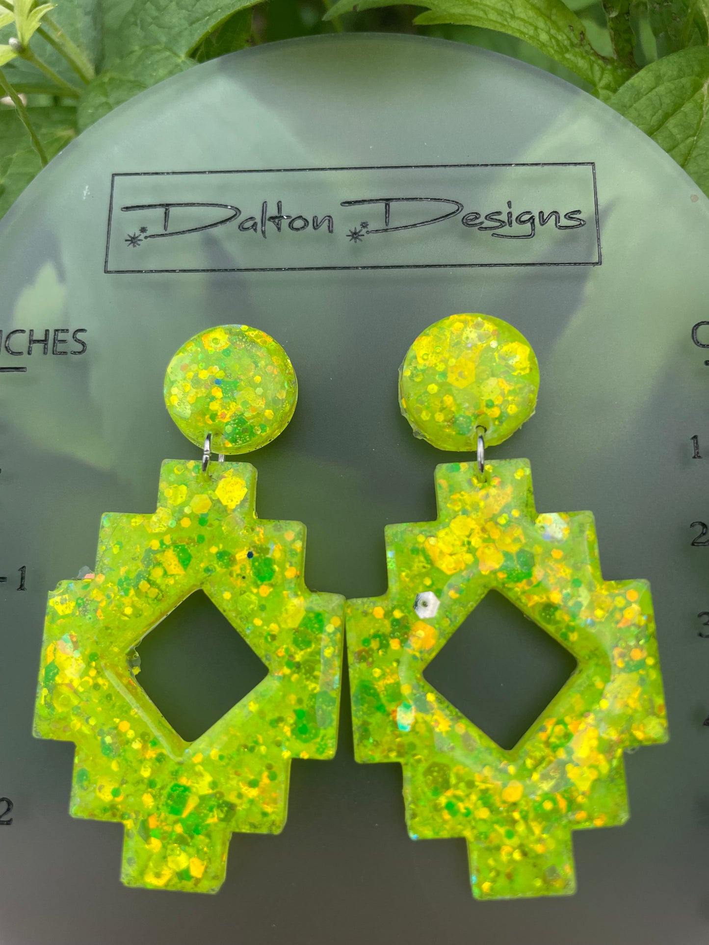 Neon Yellow Aztec Earrings