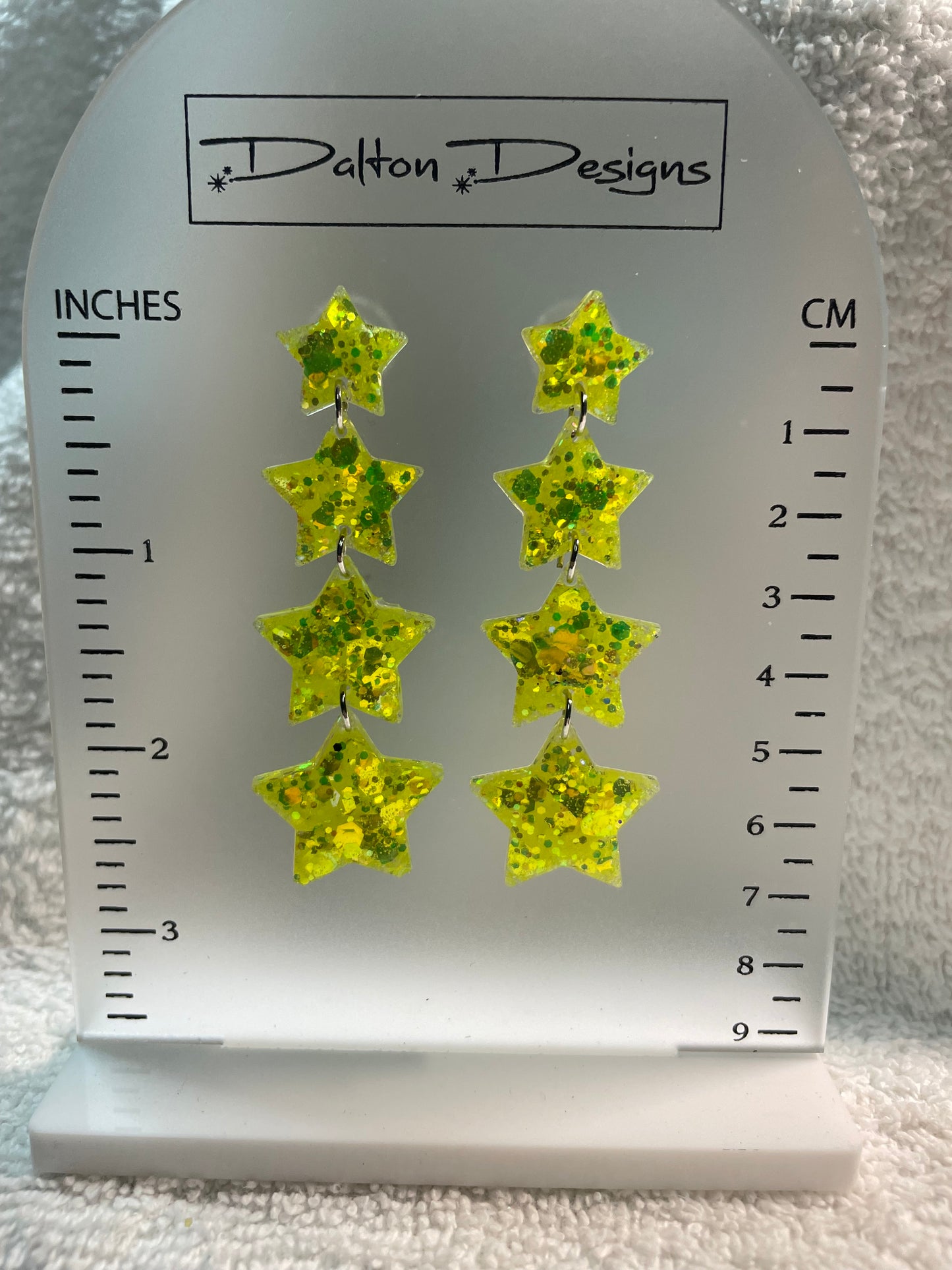 Neon Yellow Star Earrings