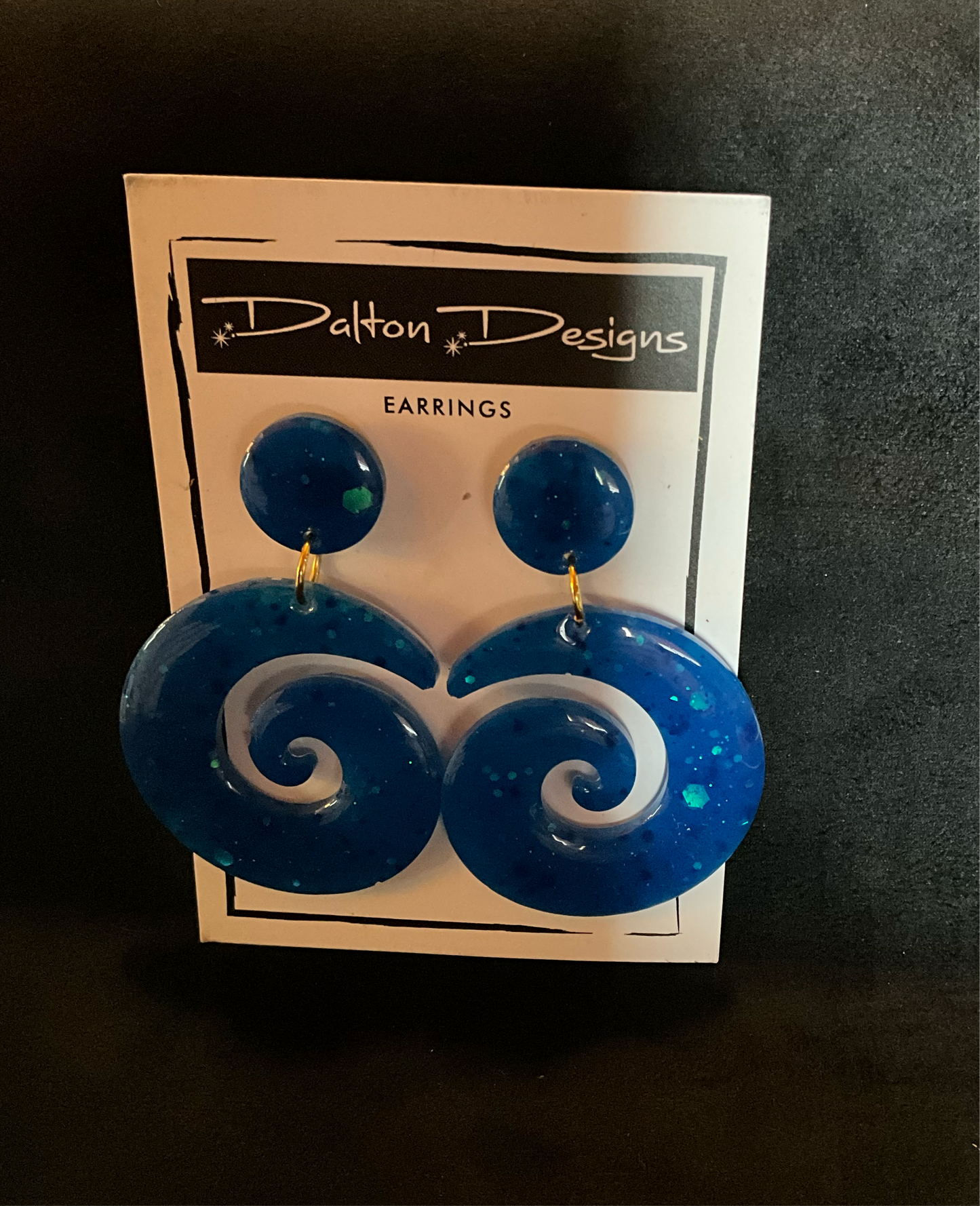 Berry Blue Glitter Spiral Earrings