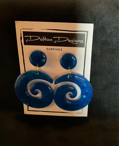 Berry Blue Glitter Spiral Earrings