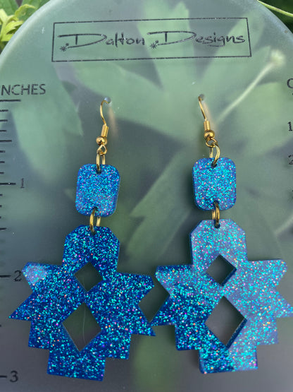 Brilliant Blue Aztec Mini Earrings