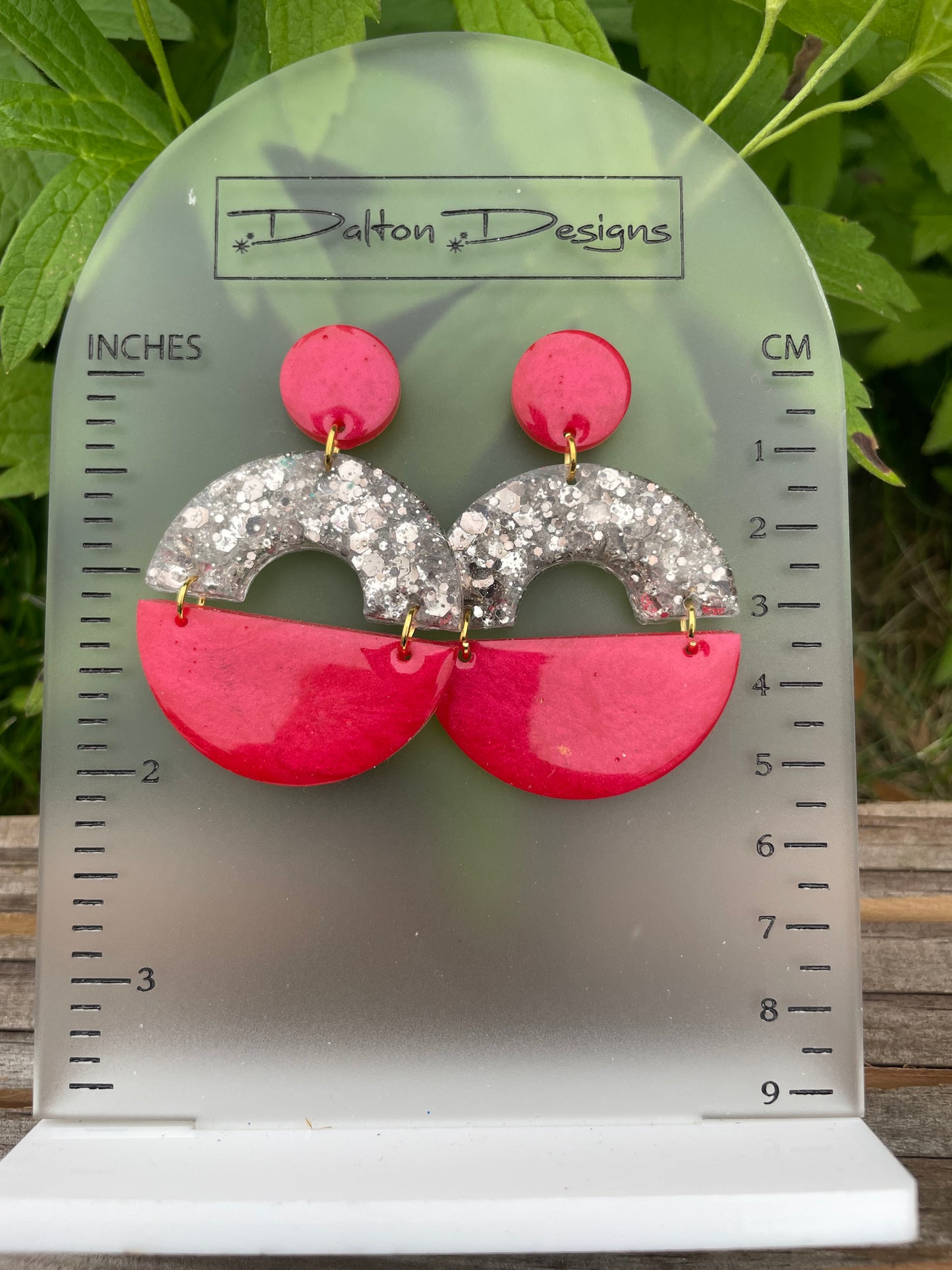 Poppy and Champagne Modern Arch Earrings