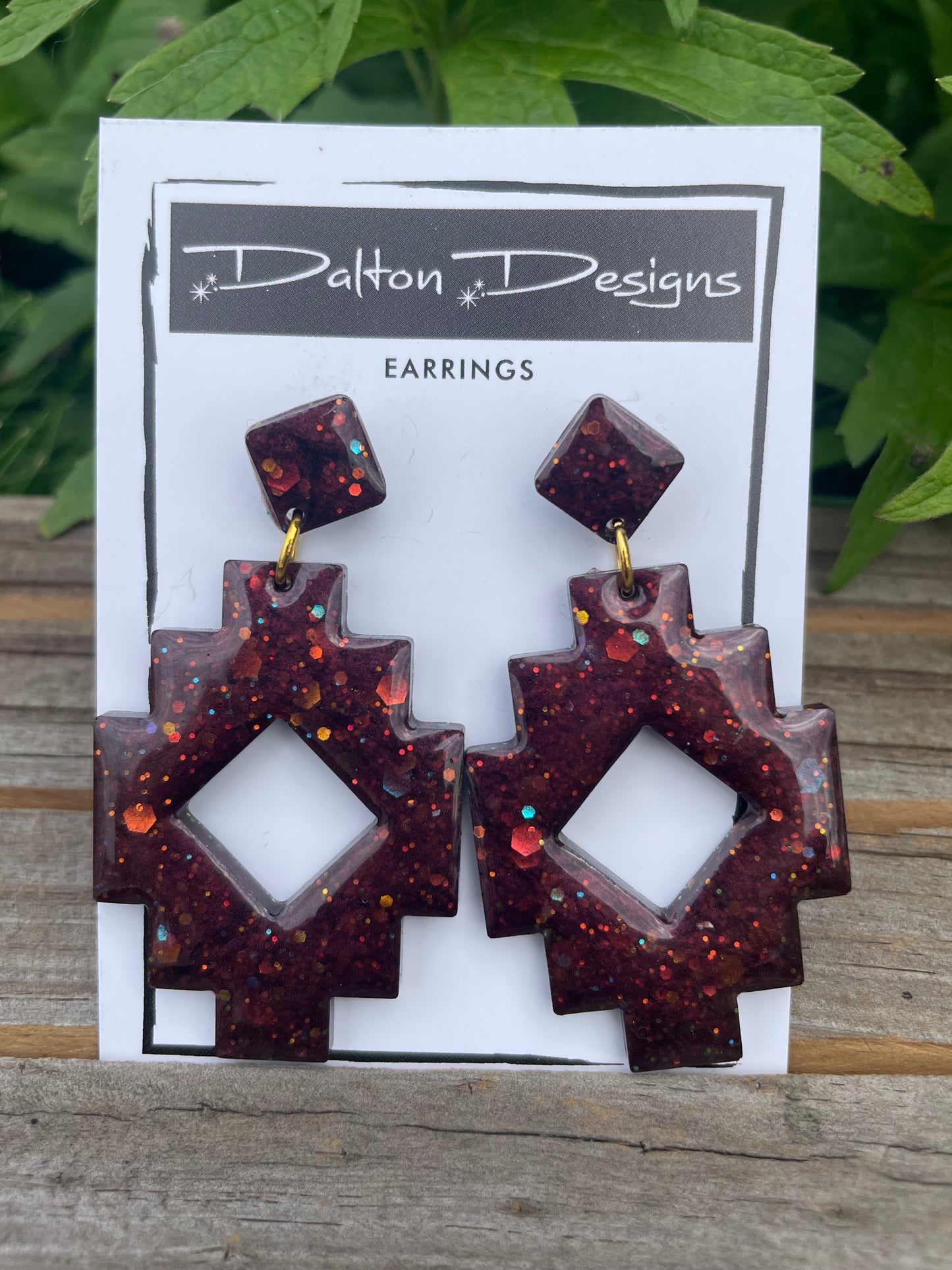 Brown Mauvey Aztec Earrings