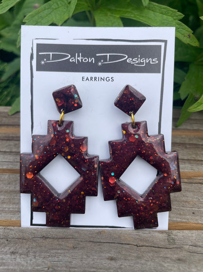Brown Mauvey Aztec Earrings