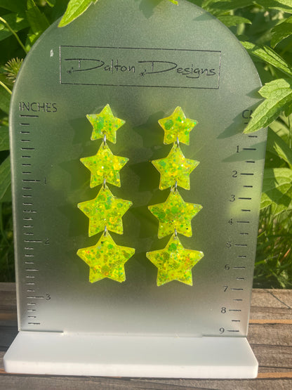 Neon Yellow Star Earrings