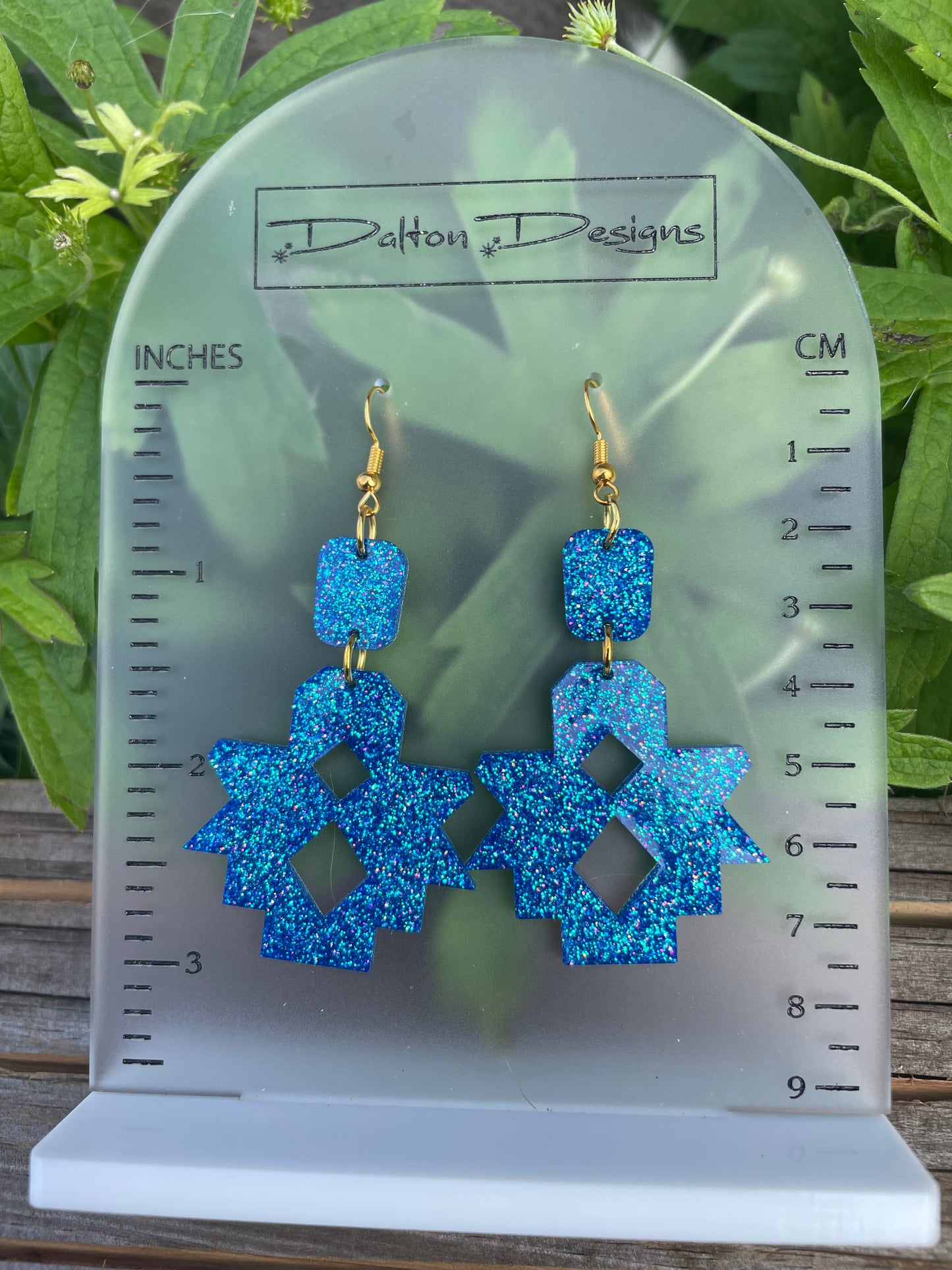 Brilliant Blue Aztec Mini Earrings