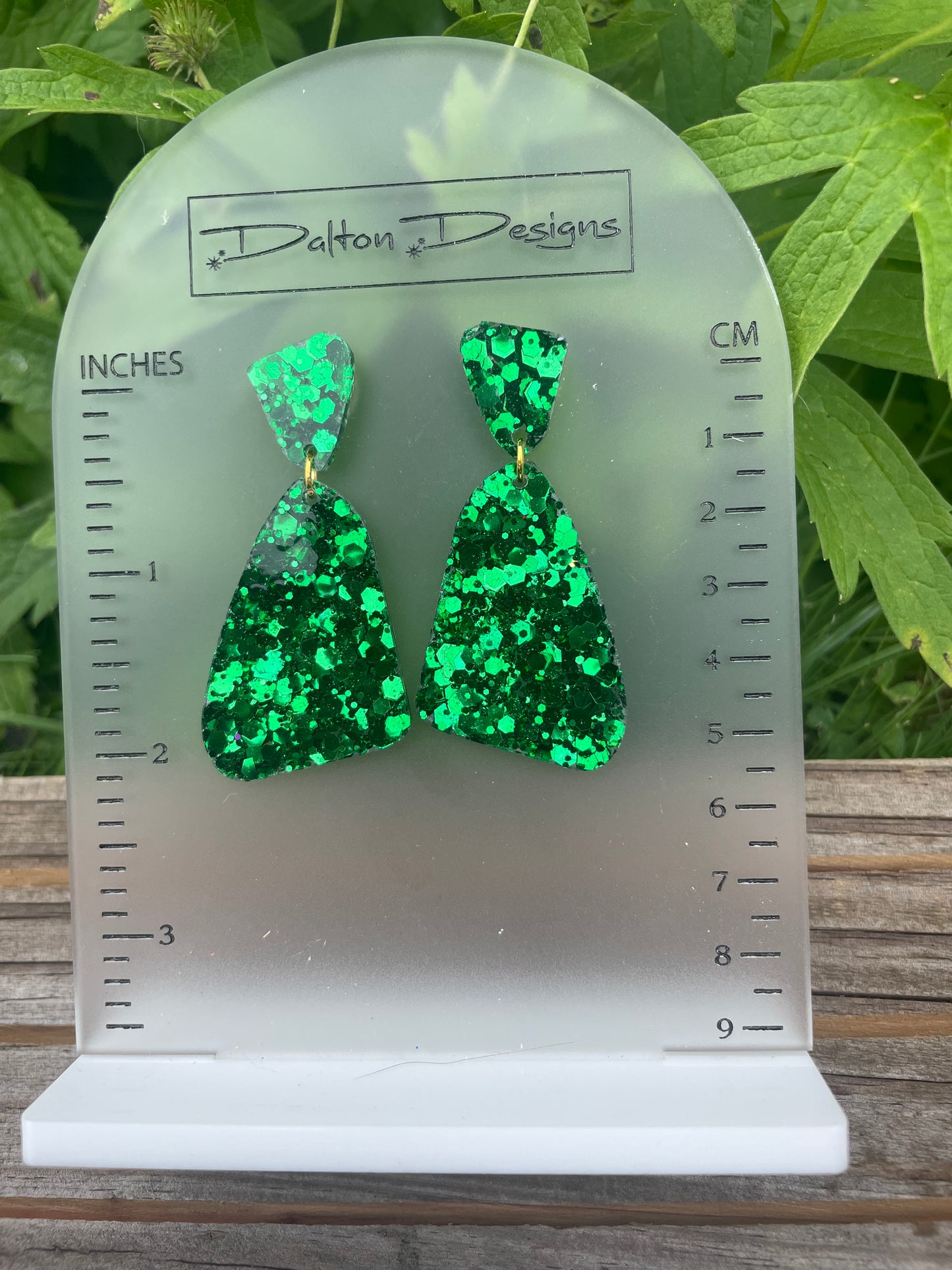 Green Chunk Glitter Earrings