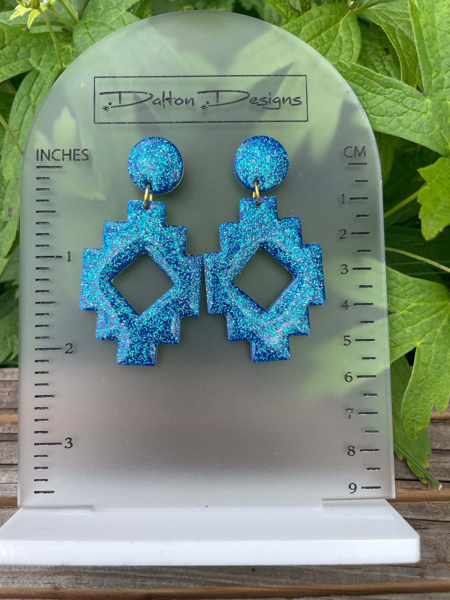 Aztec Style Teal Earring