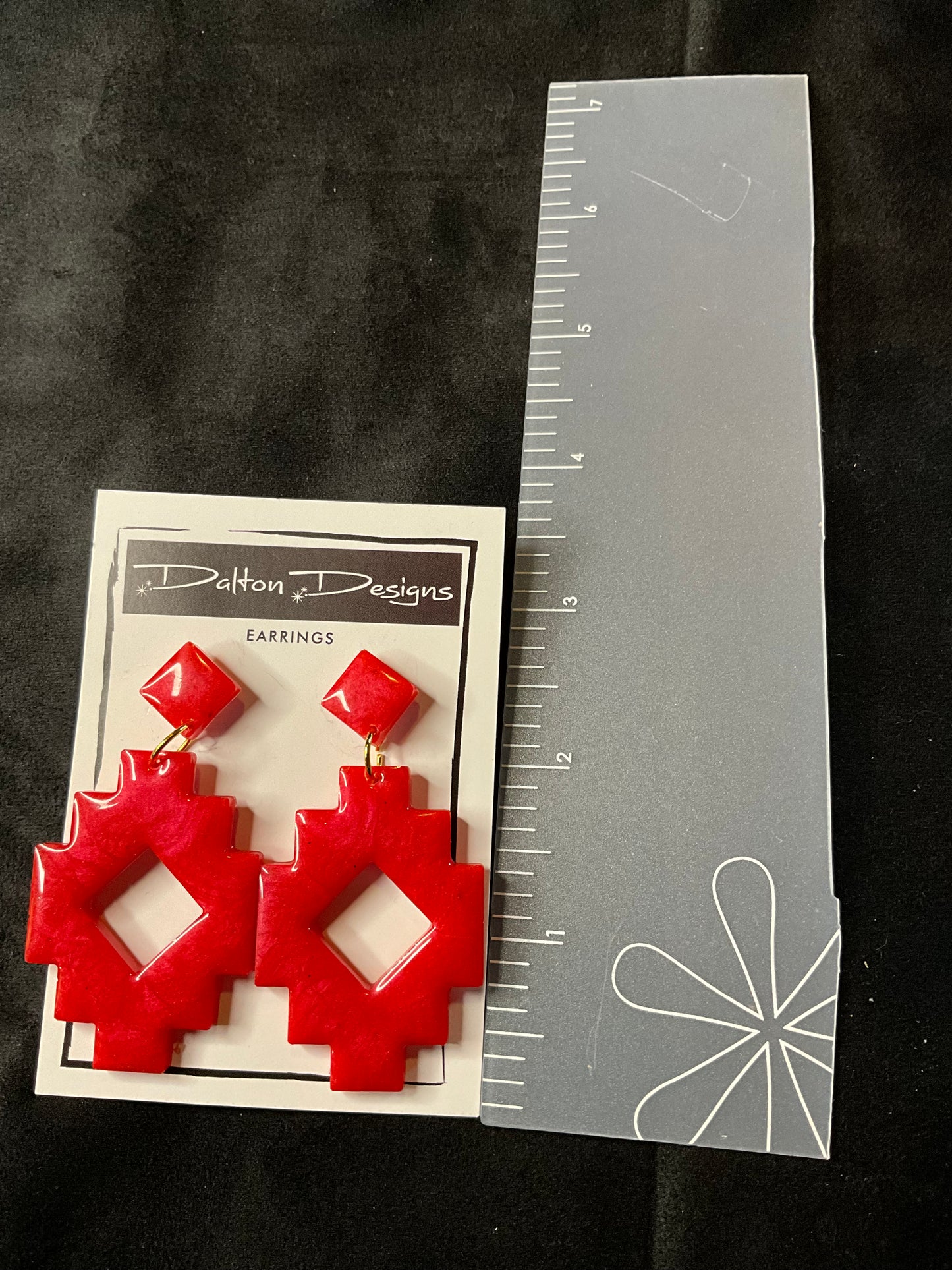 Orangey Red Aztec Earrings