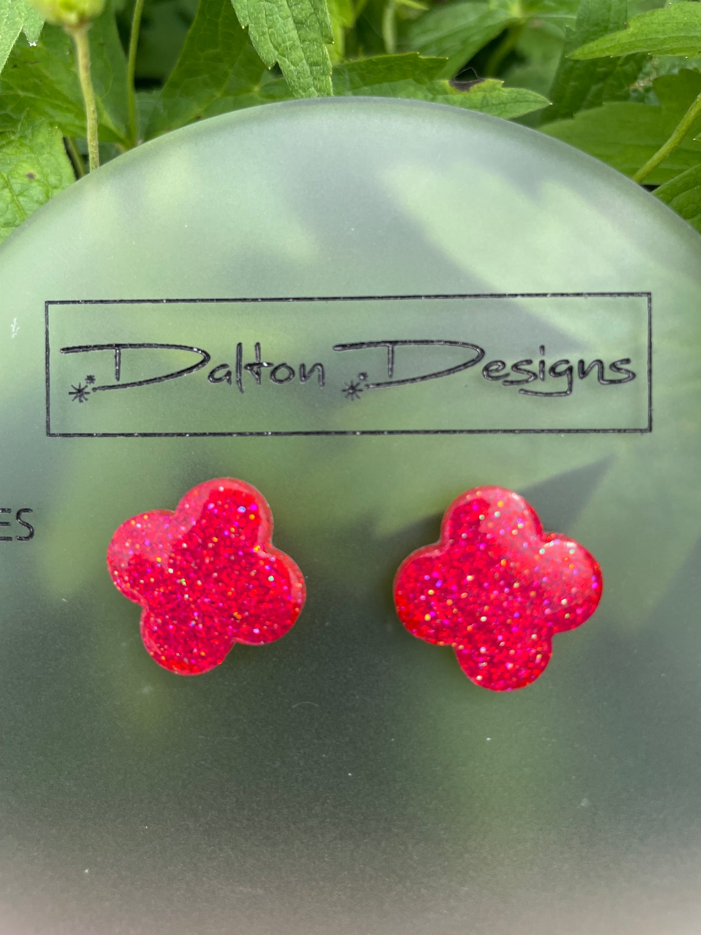 Red Glitter Studs