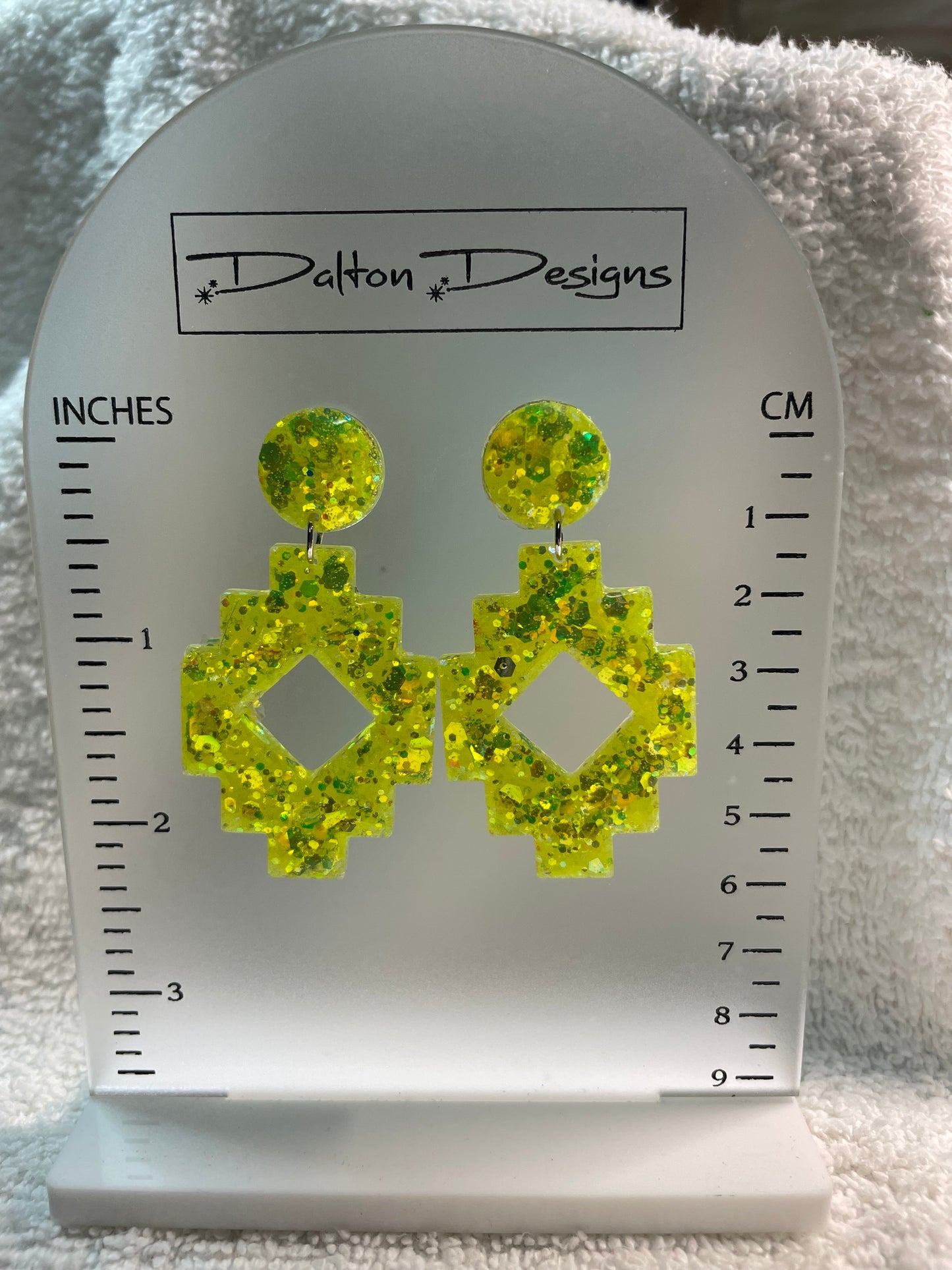 Neon Yellow Aztec Earrings