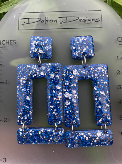 Blue and Silver Mod Earrings