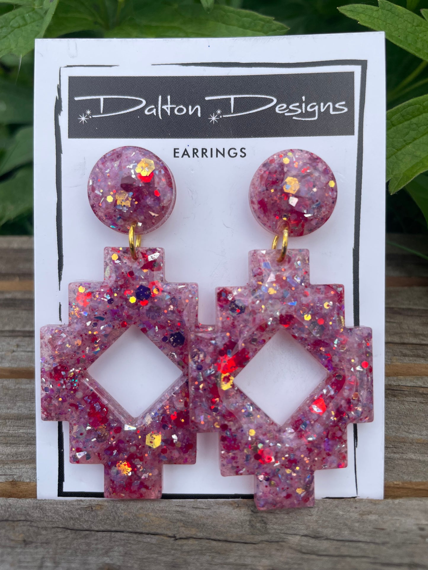 Chunky Red Aztec Earrings