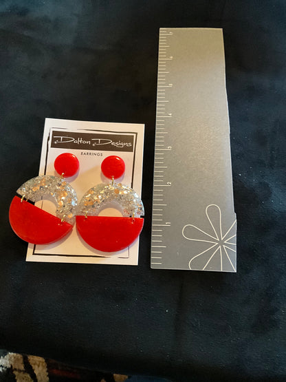 Poppy and Champagne Modern Arch Earrings