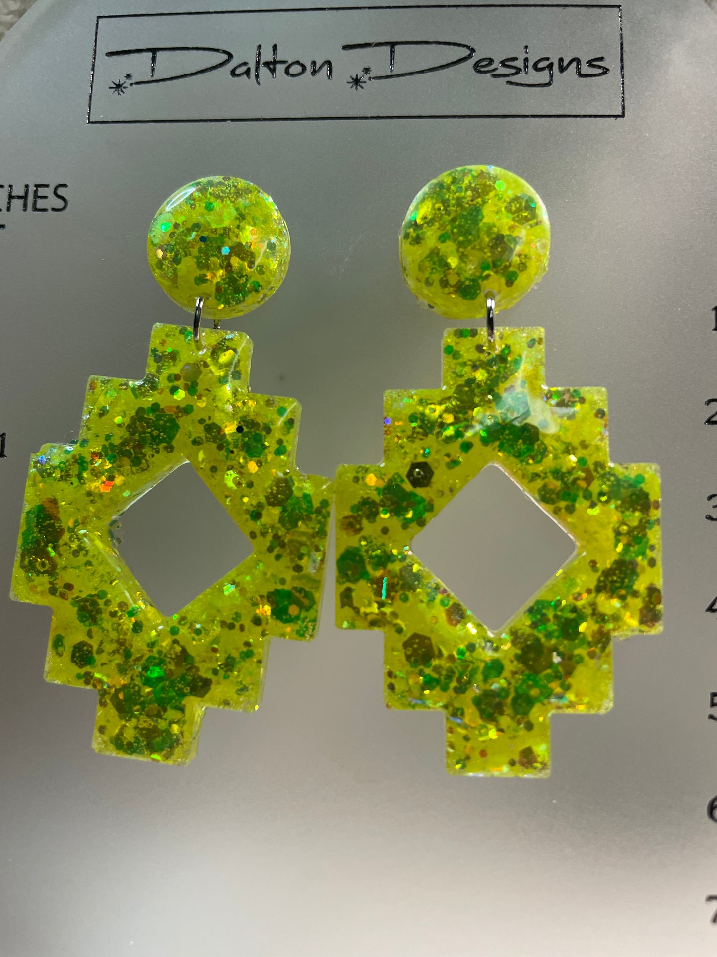 Neon Yellow Aztec Earrings