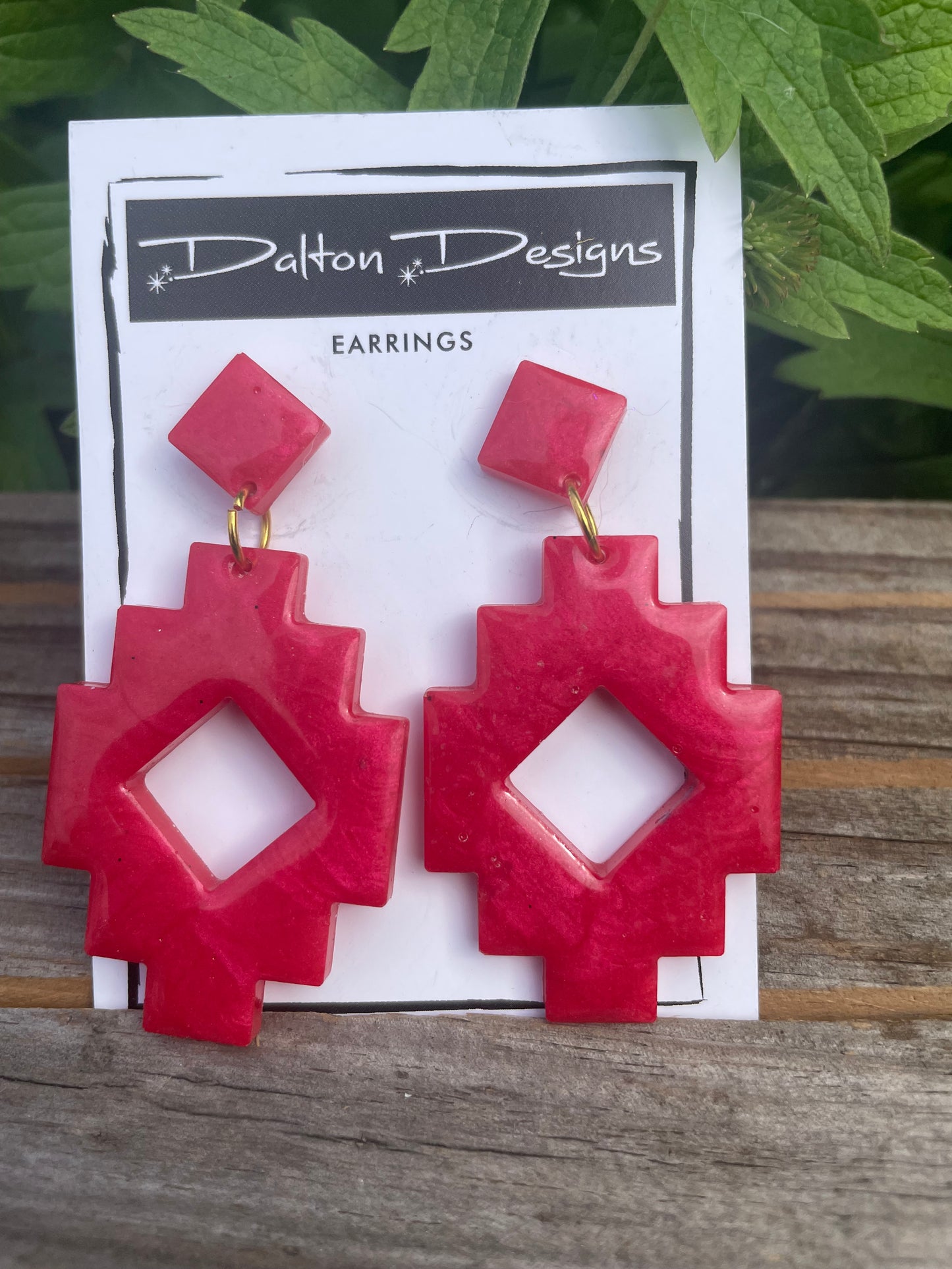 Orangey Red Aztec Earrings