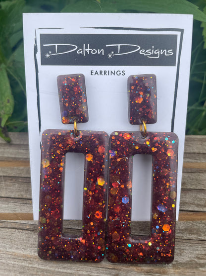 Copper Brown Rectangle Earrings