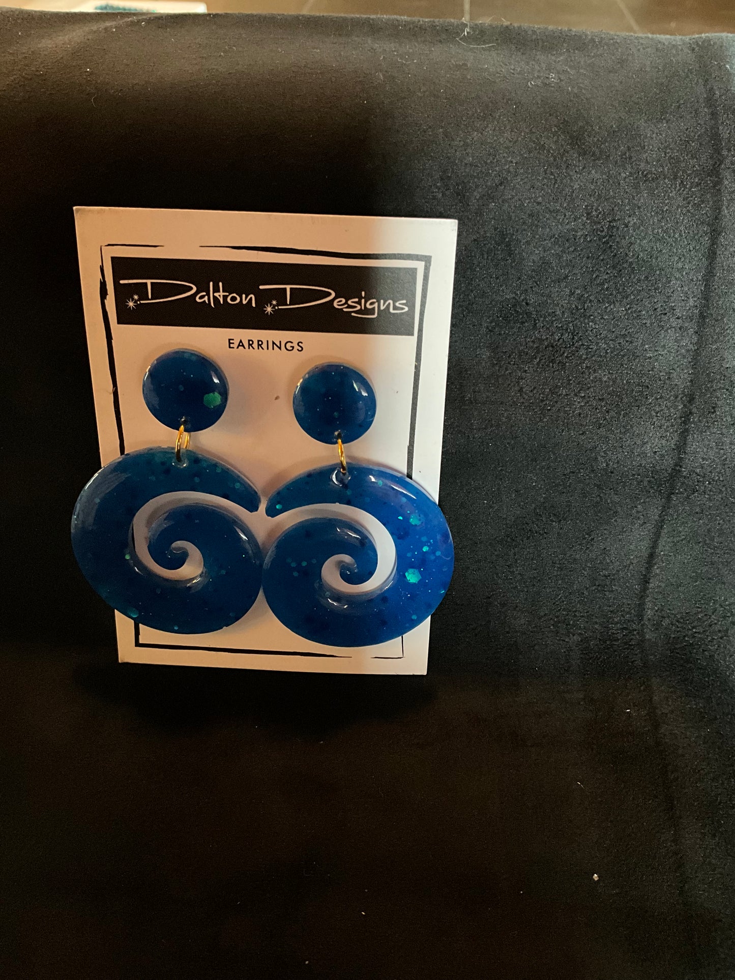 Berry Blue Glitter Spiral Earrings