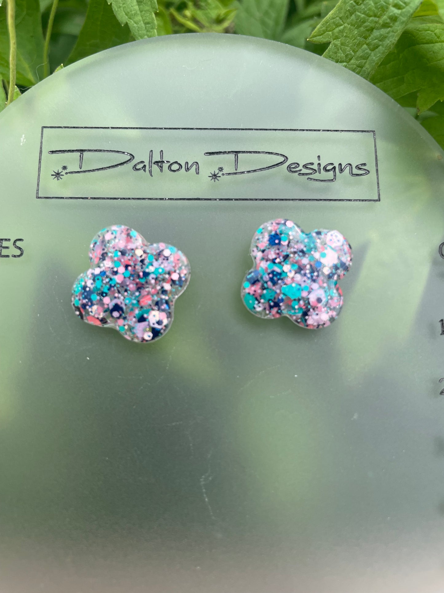 Chunky Teal + Pink Studs
