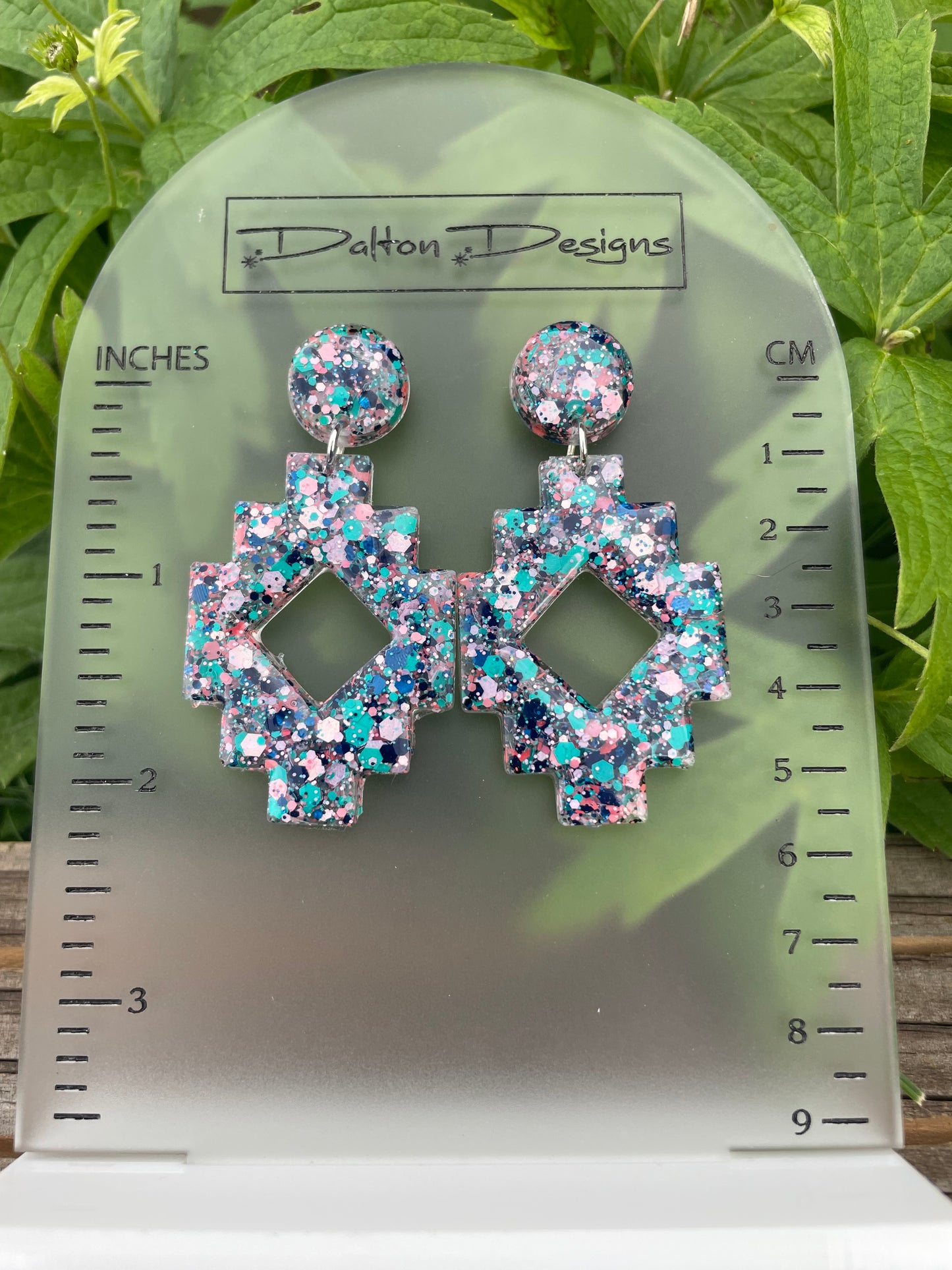 Aqua Coral Mix Aztec Earrings