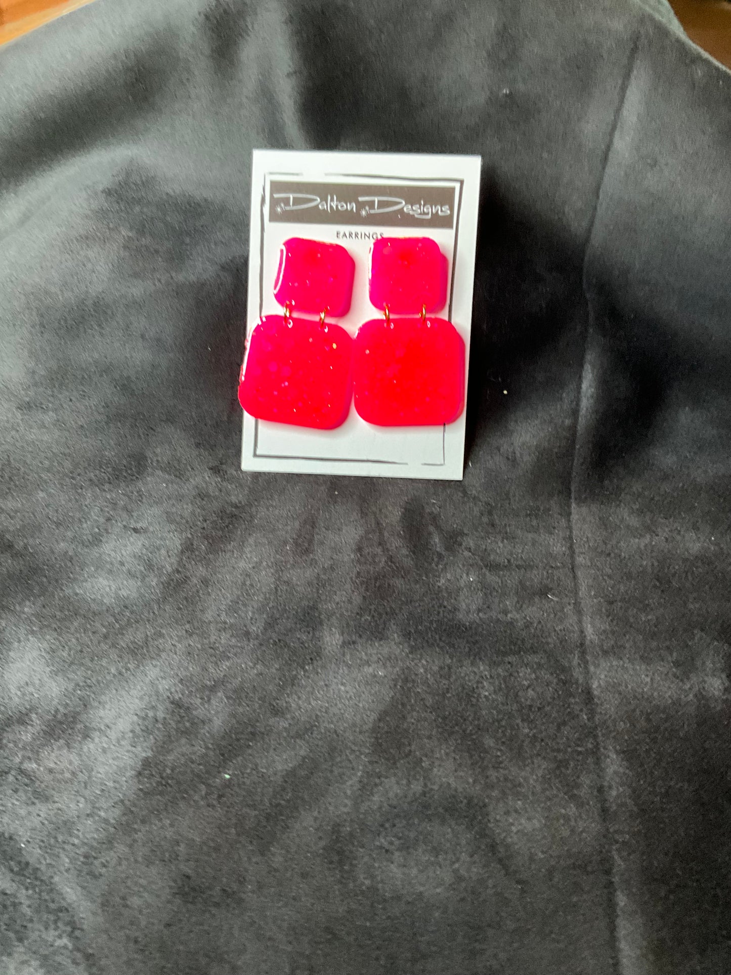 Bright Coral Glitter Earrings