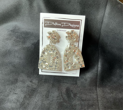 Silver Glitter Earrings