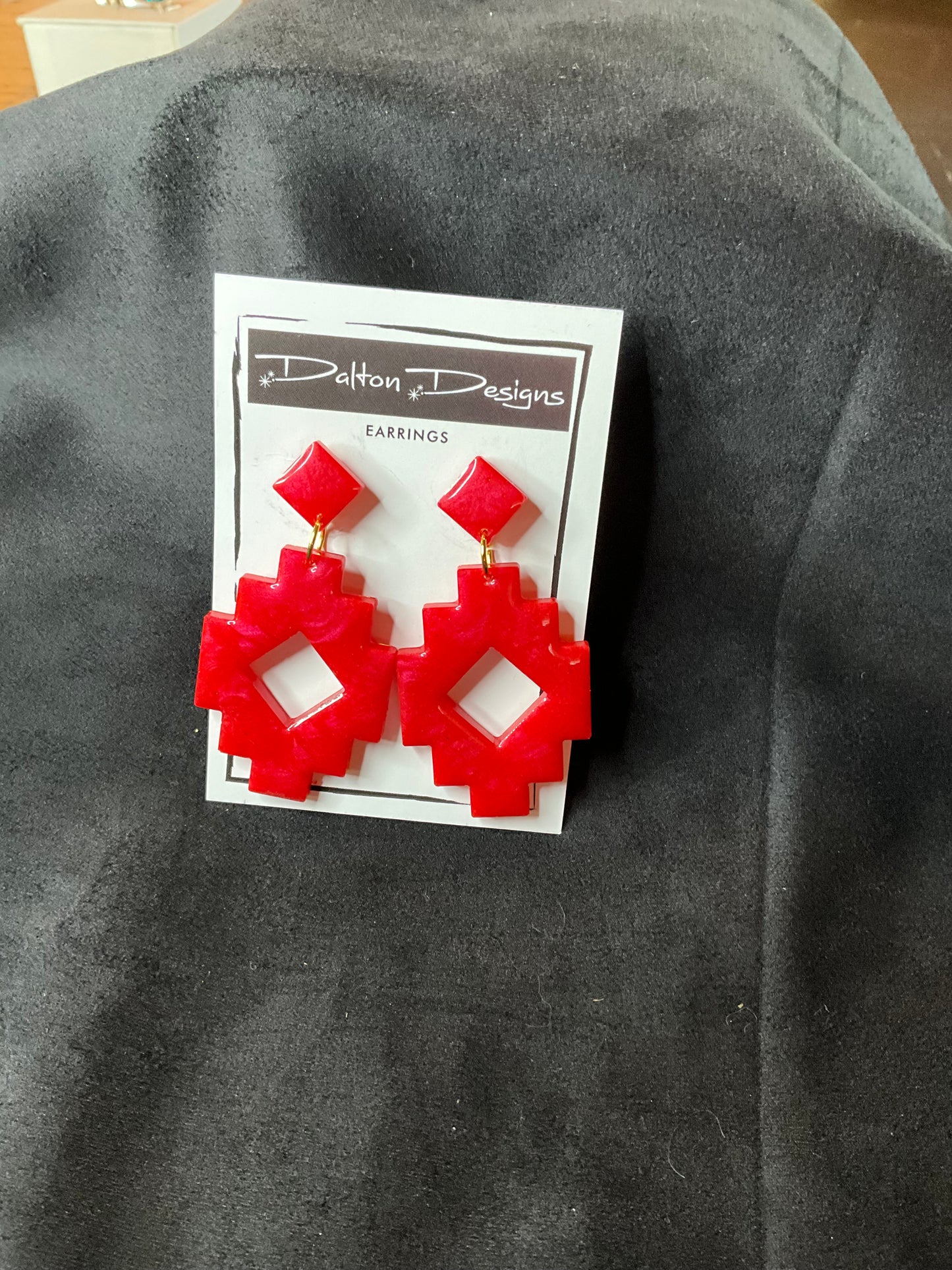 Orangey Red Aztec Earrings