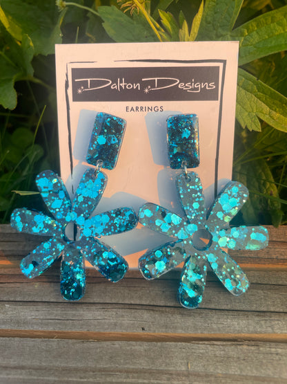 Dark Teal Spur Earrings