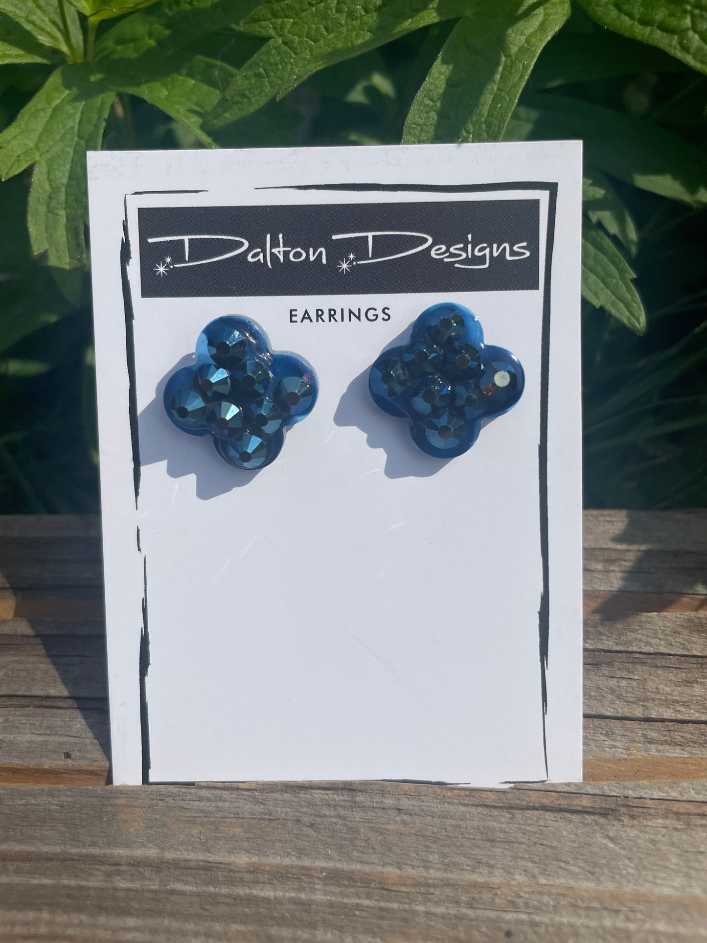 Navy Rhinestone Studs