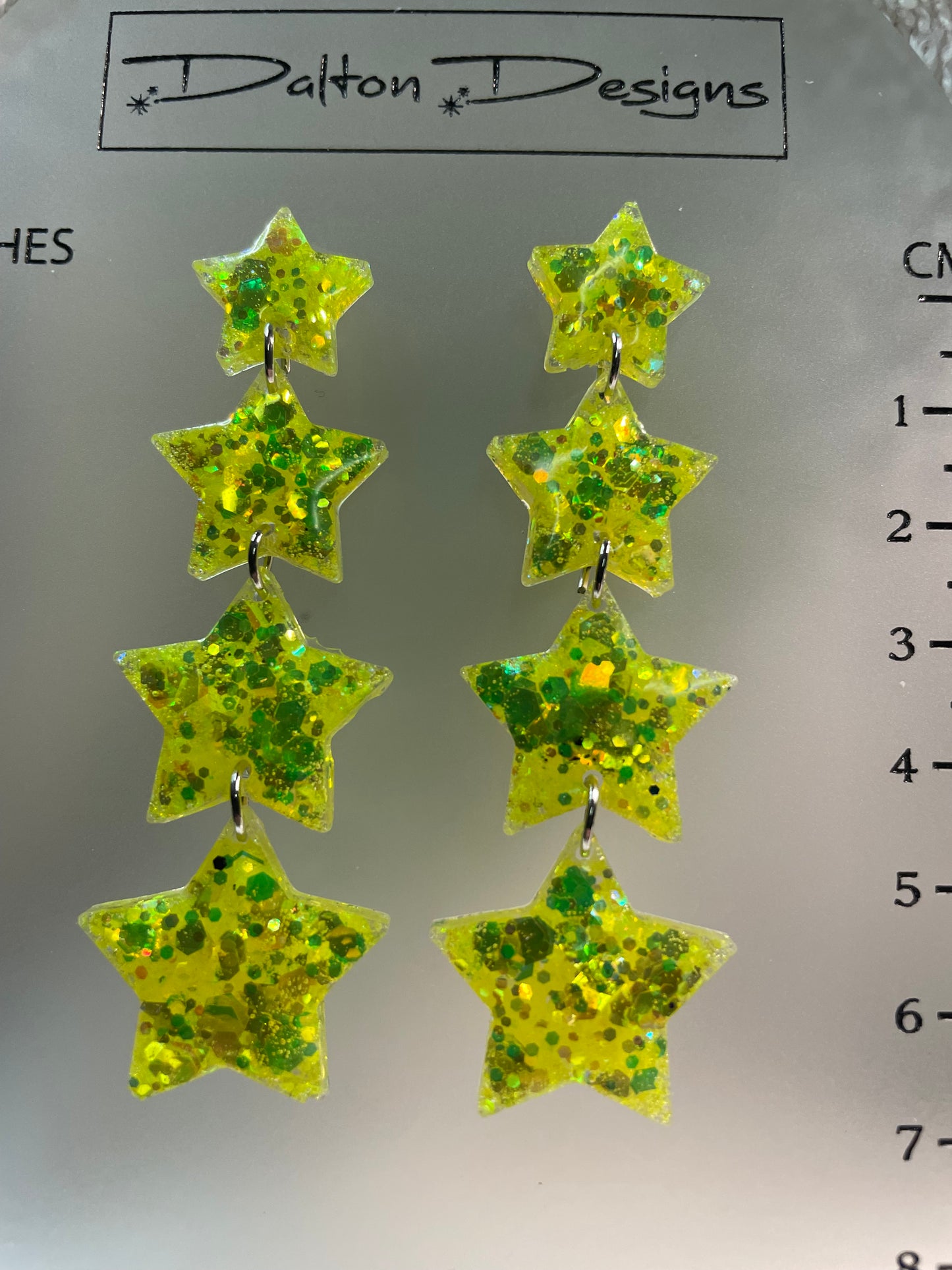 Neon Yellow Star Earrings