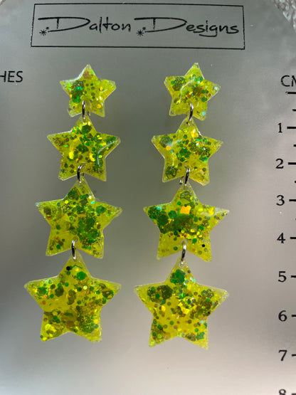 Neon Yellow Star Earrings