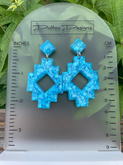 Chunky Turquoise Aztec Earrings