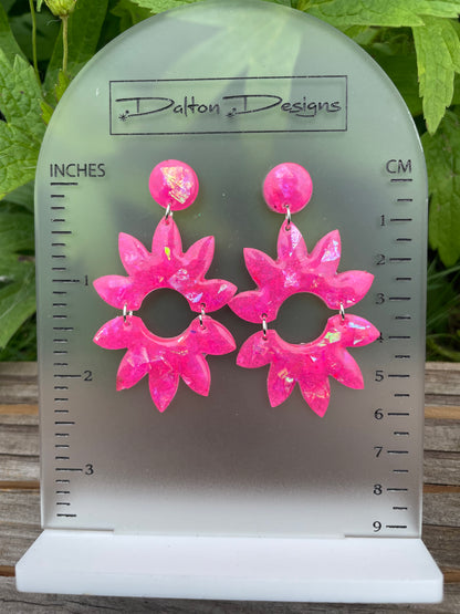 Pink Flake Starburst Earrings
