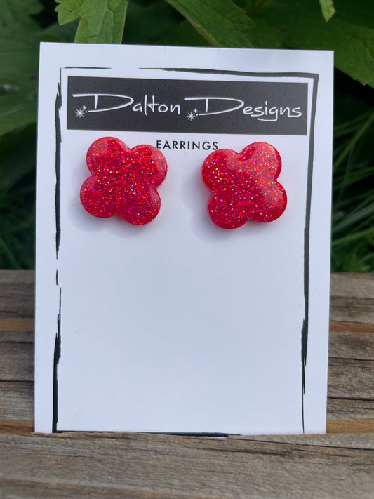 Red Glitter Studs