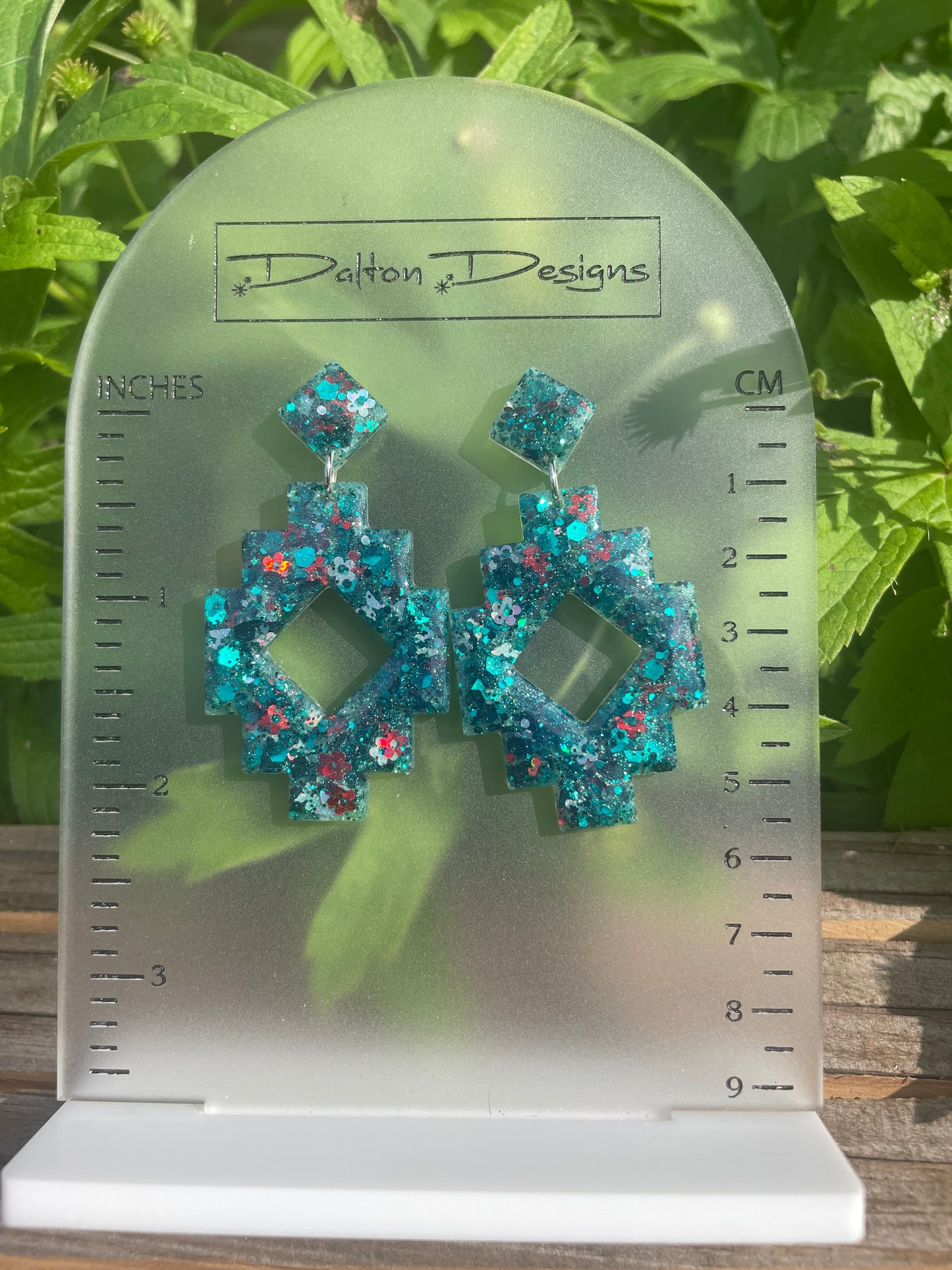 Dark Teal Mix Aztec Style Earrings