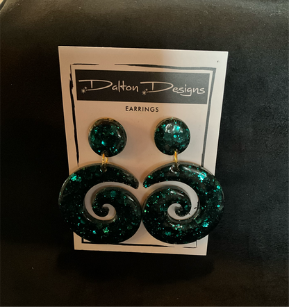 Raven Chunky Glitter Spiral Earrings
