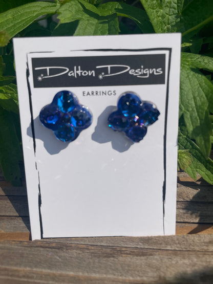 Tiny Blue Skull Studs