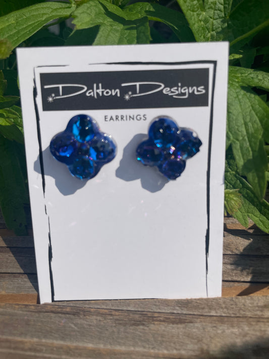 Tiny Blue Skull Studs