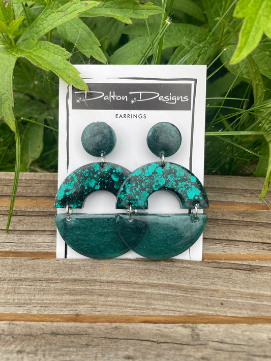 Raven Teal Modern Arch Earrings