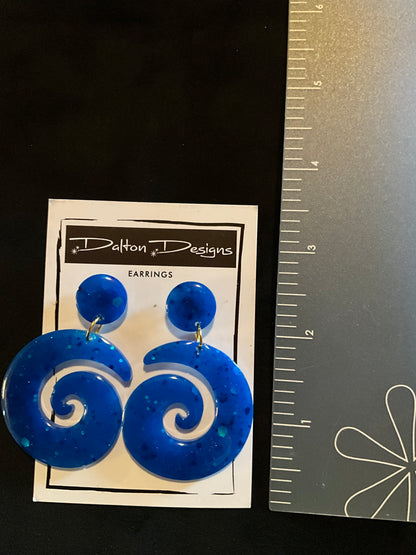 Berry Blue Glitter Spiral Earrings