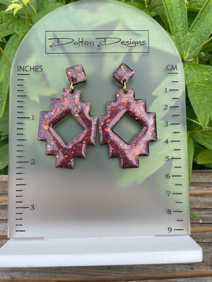 Brown Mauvey Aztec Earrings