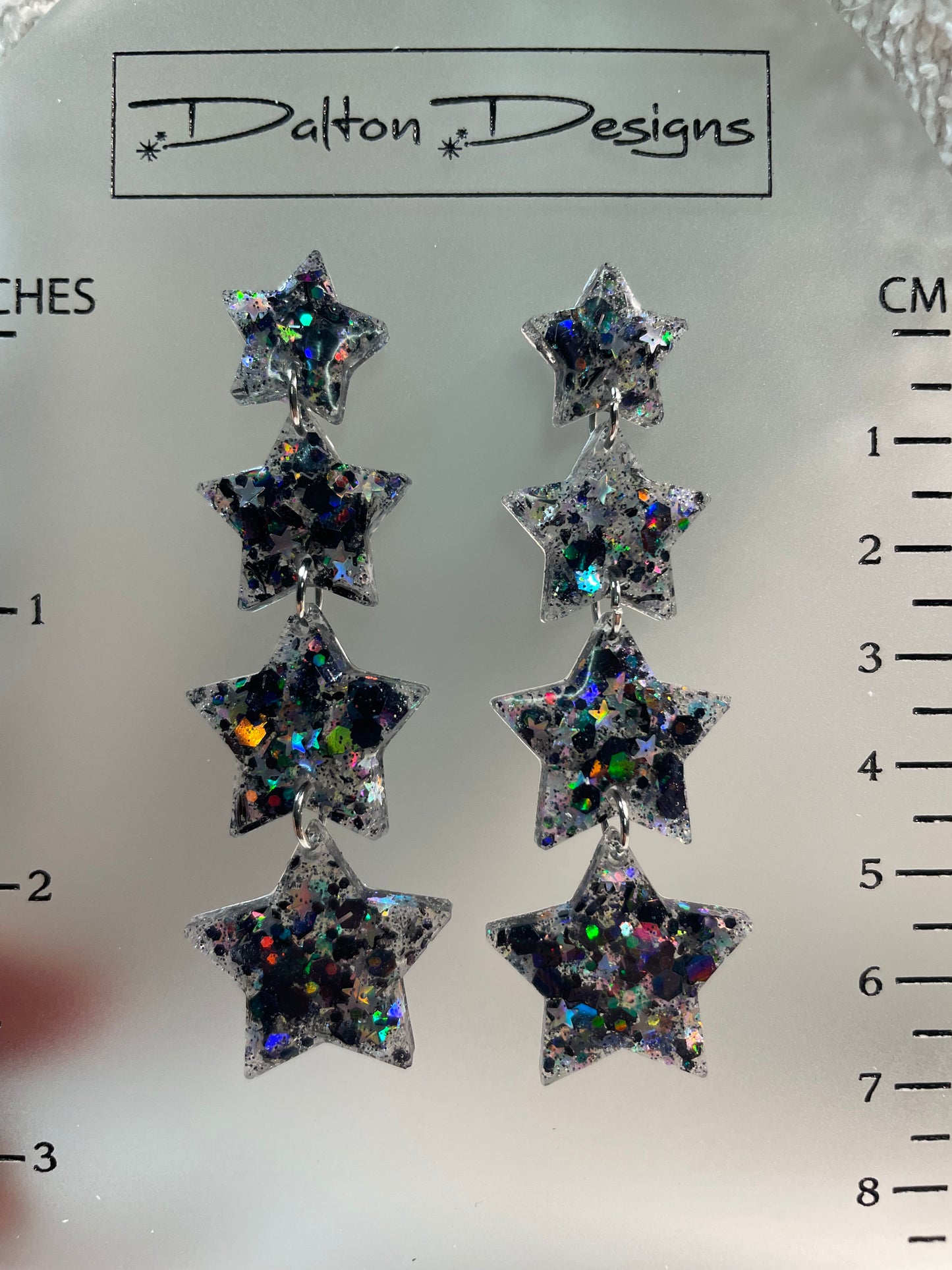 Black Multi AB Star Glitter Earrings