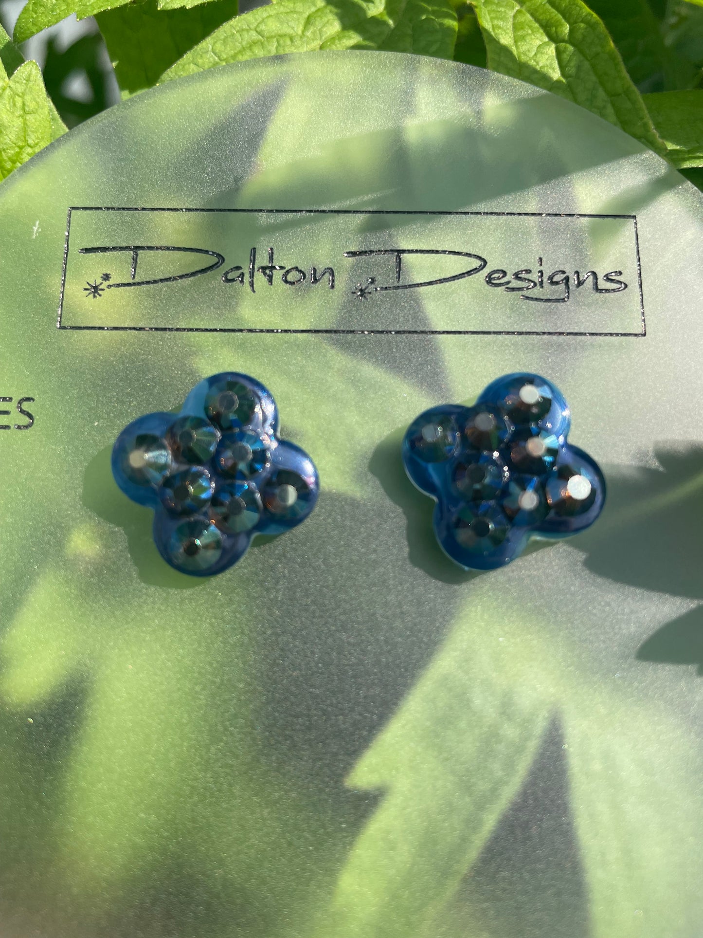 Navy Rhinestone Studs