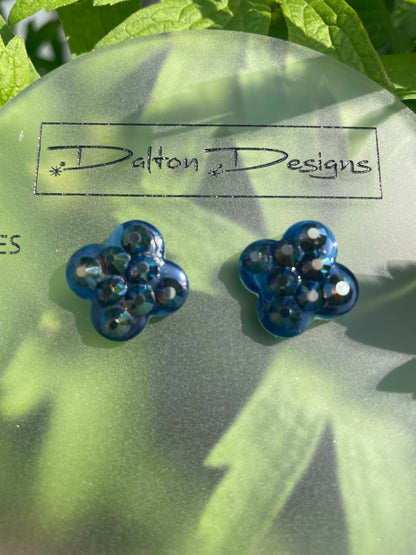 Navy Rhinestone Studs